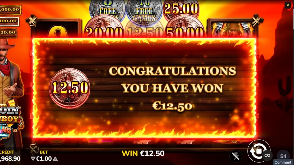 Cena do jogo 3 Coin Cowboy Dollars & Dreams com elementos do Velho Oeste