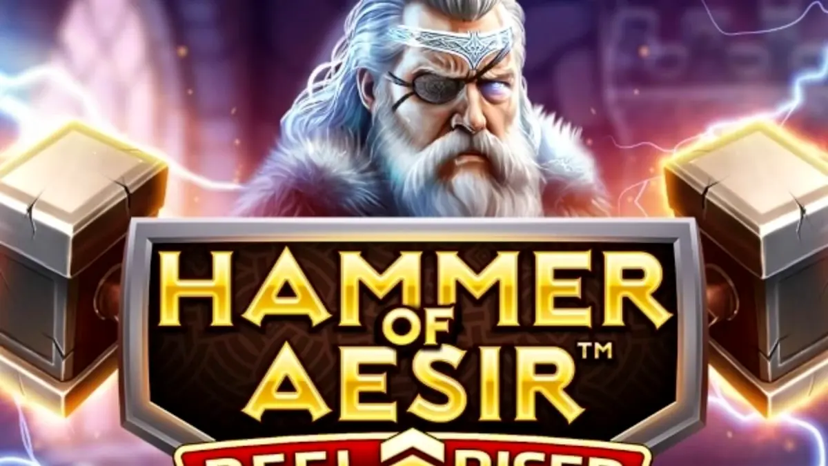 Interface do slot Hammer of Aesir com elementos nórdicos